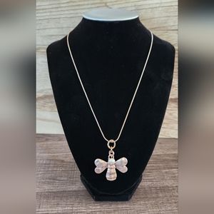 Rose color Bumble Bee necklace